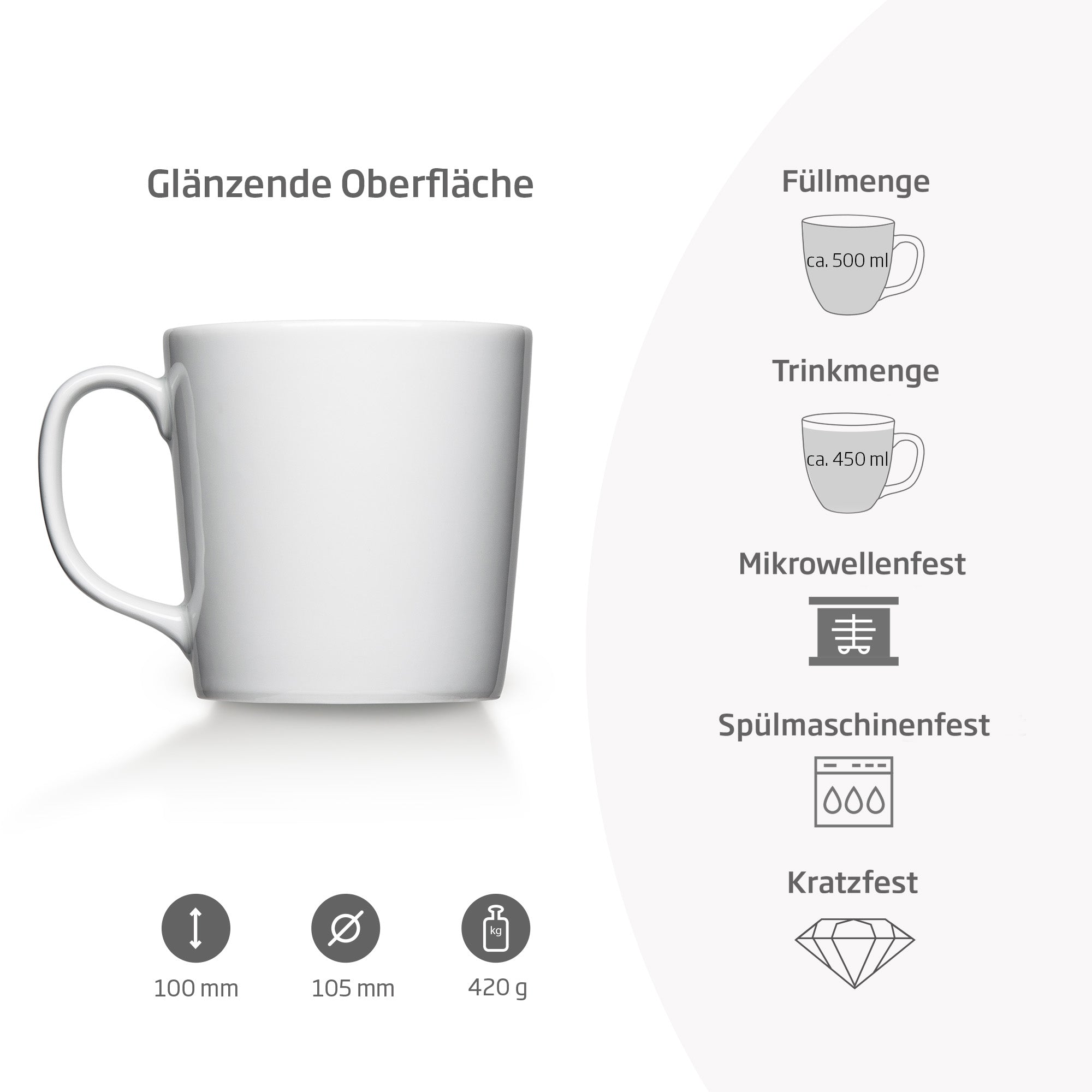 Kaffeepott, glänzend, 500 ml