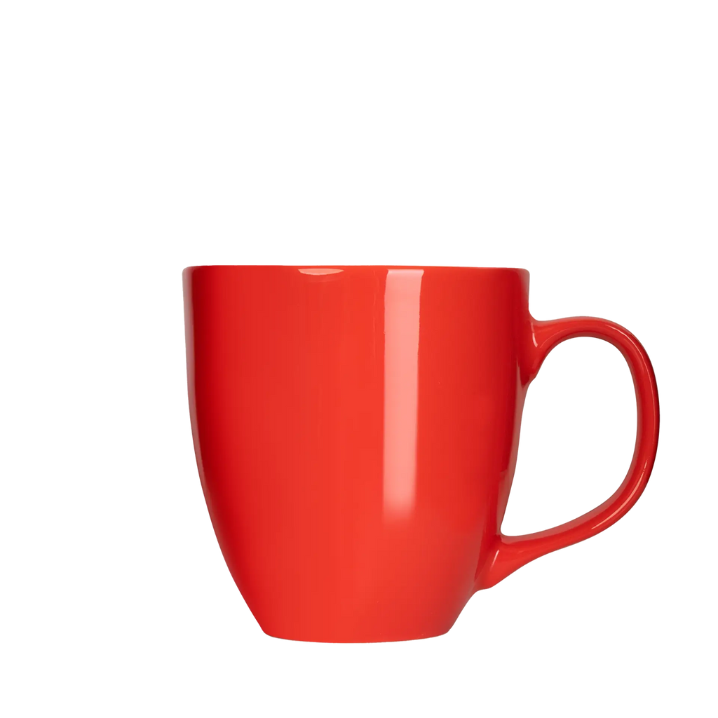 rote cappucino-tasse mit glaenzender oberflaeche in xxl 450ml