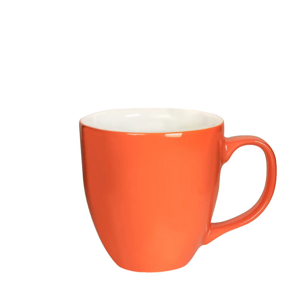 orangener jumbo-becher mit henkel 450ml