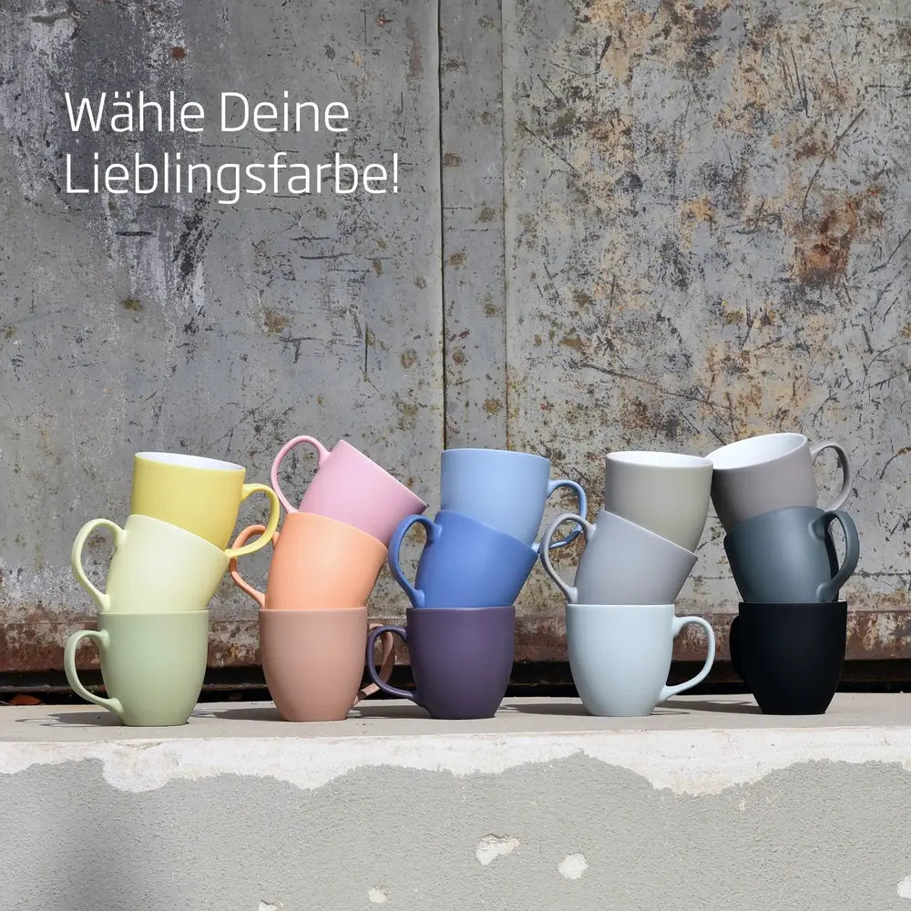Jumbotassen mit matter Oberfläche in vielen Farben