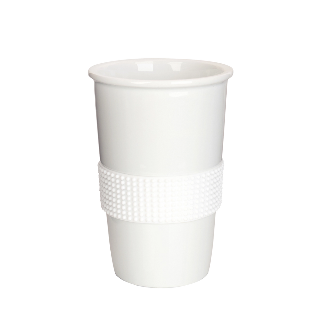 grosser coffee-to-go-becher in weiss mit banderole 400ml
