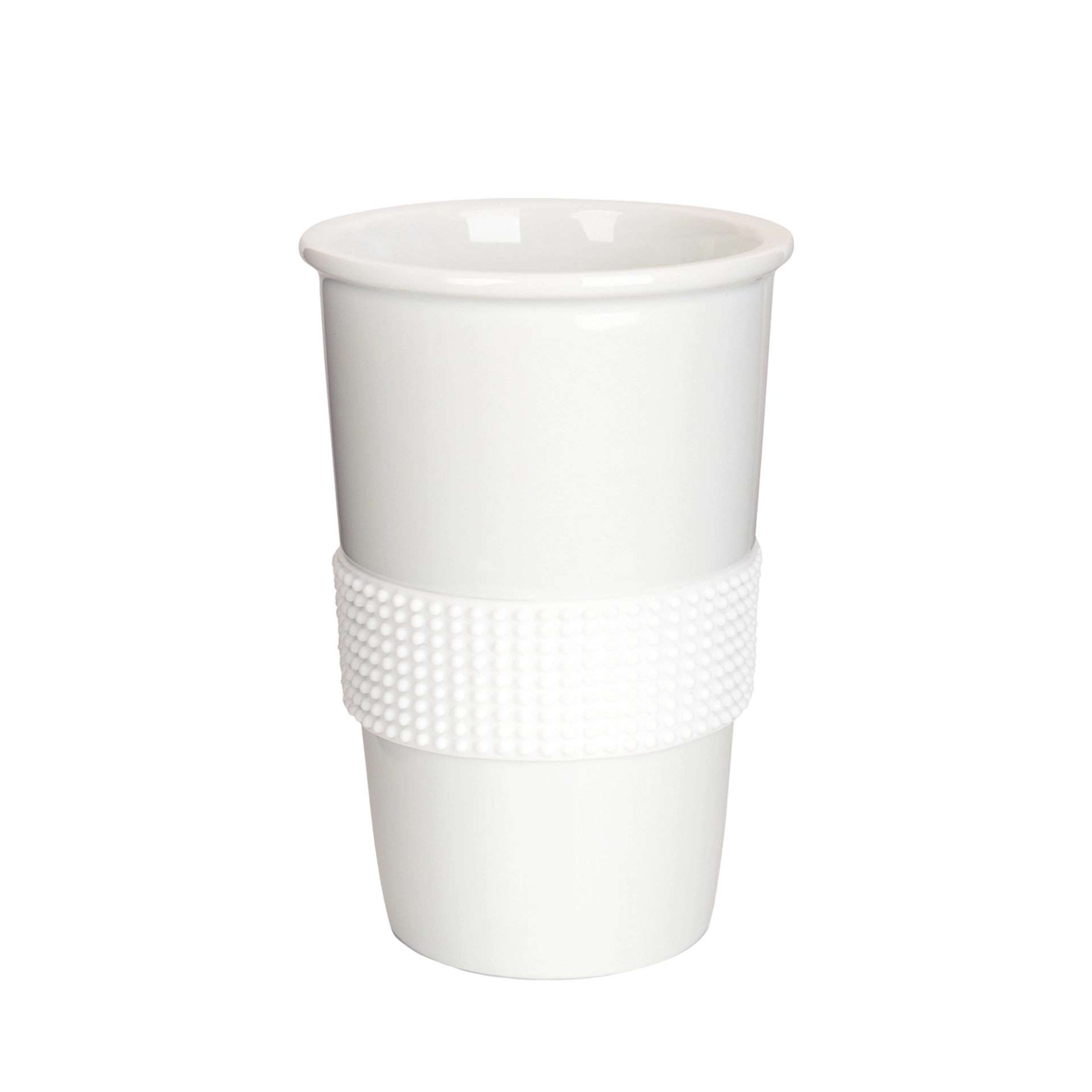 grosser coffee-to-go-becher in weiss mit banderole 400ml