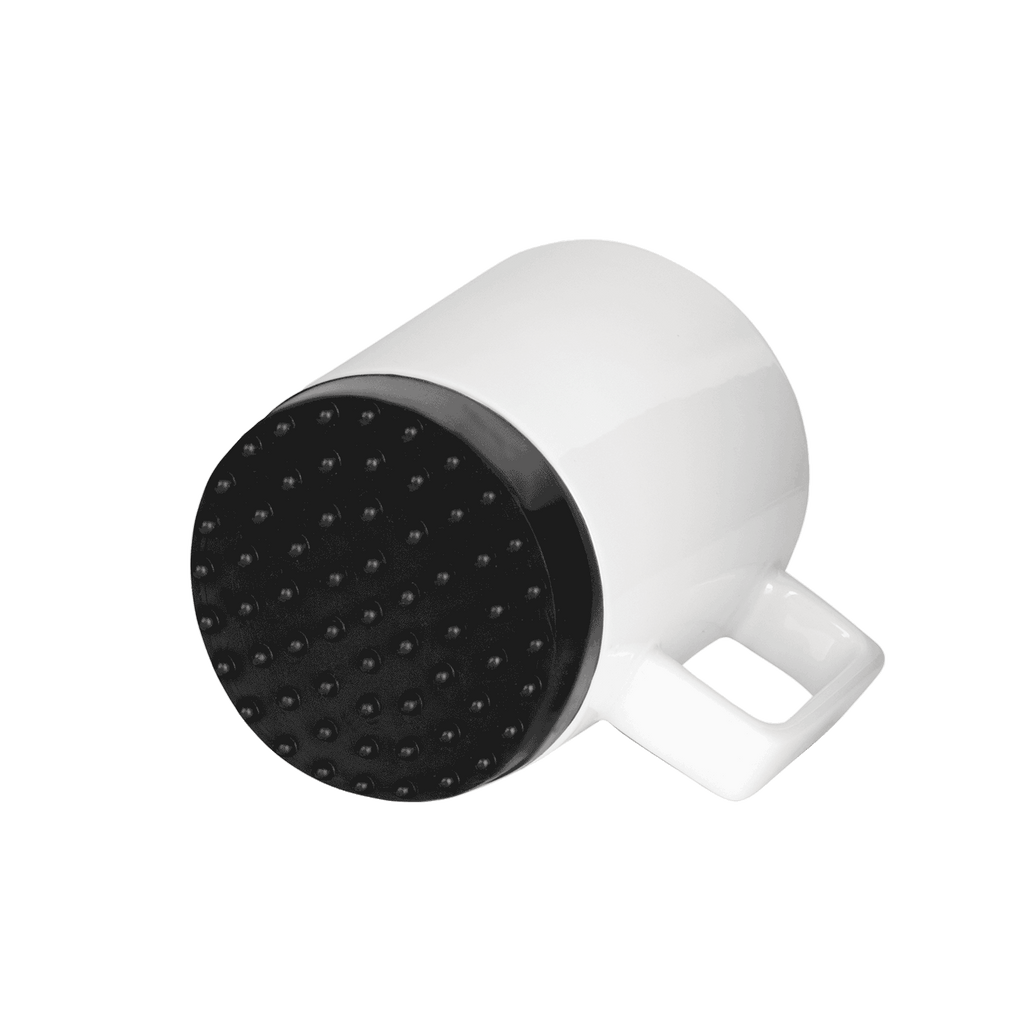 weisser buero-tasse mit henkel und schwarzer untertasse 350ml