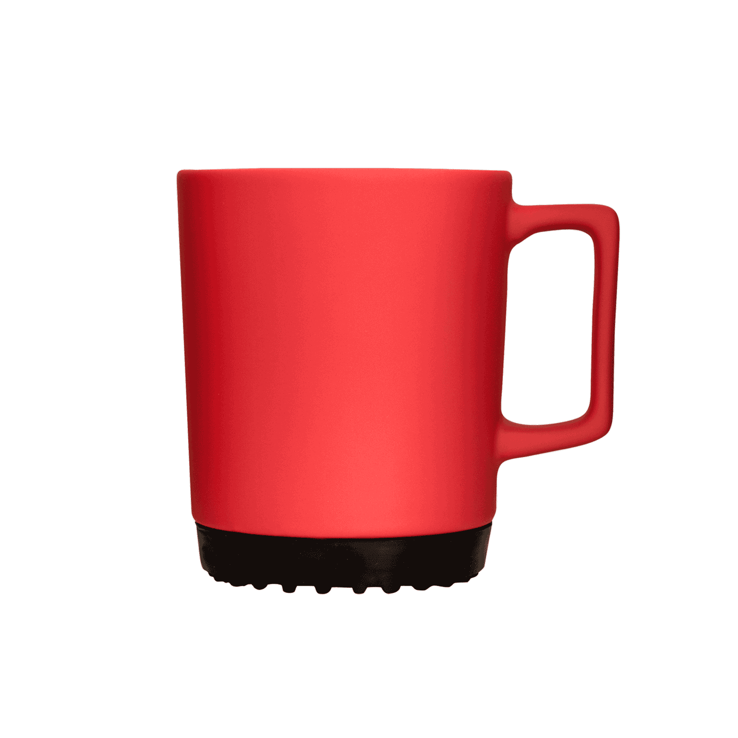 roter designer-becher mit henkel und untertasse 350ml