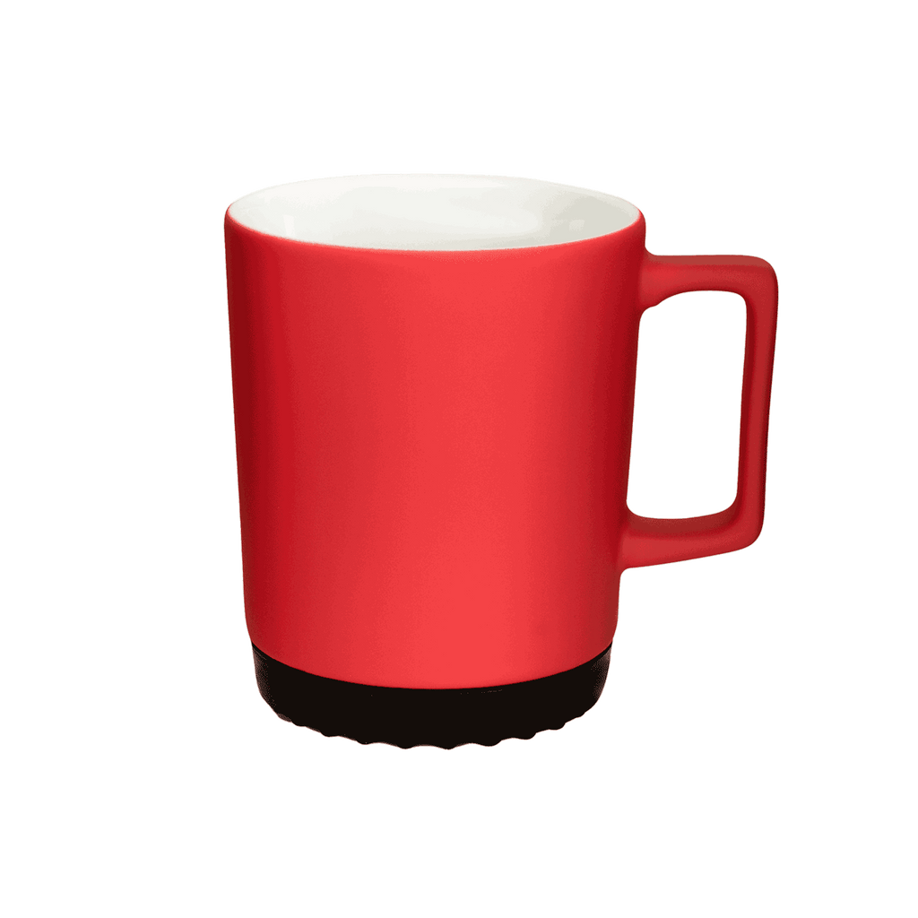 grosser kaffee-becher aus porzellan in matt-rot 350ml