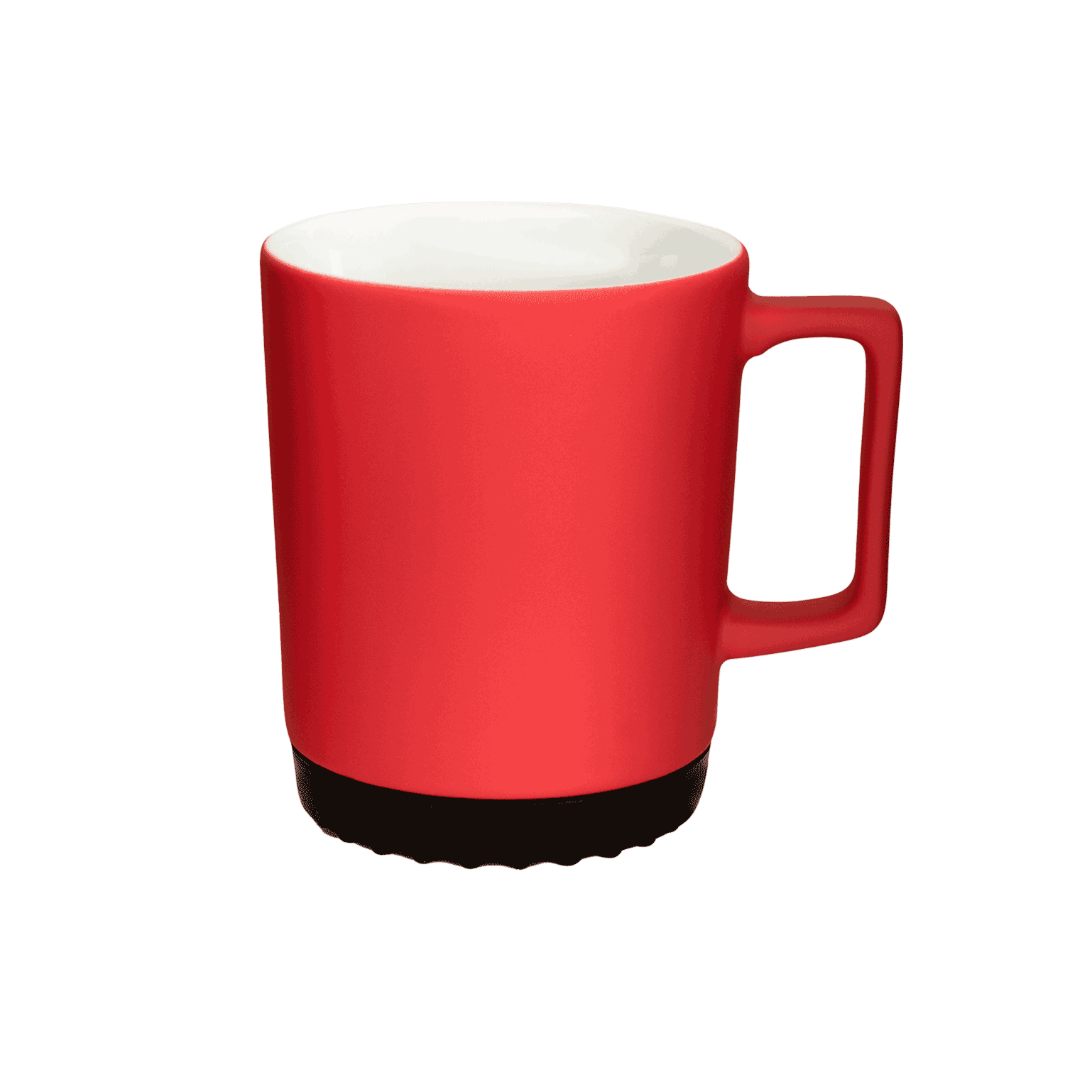 grosser kaffee-becher aus porzellan in matt-rot 350ml