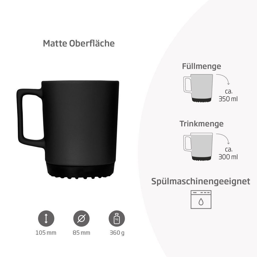 Produkteigenschaften der schwarzen Softpad Tasse