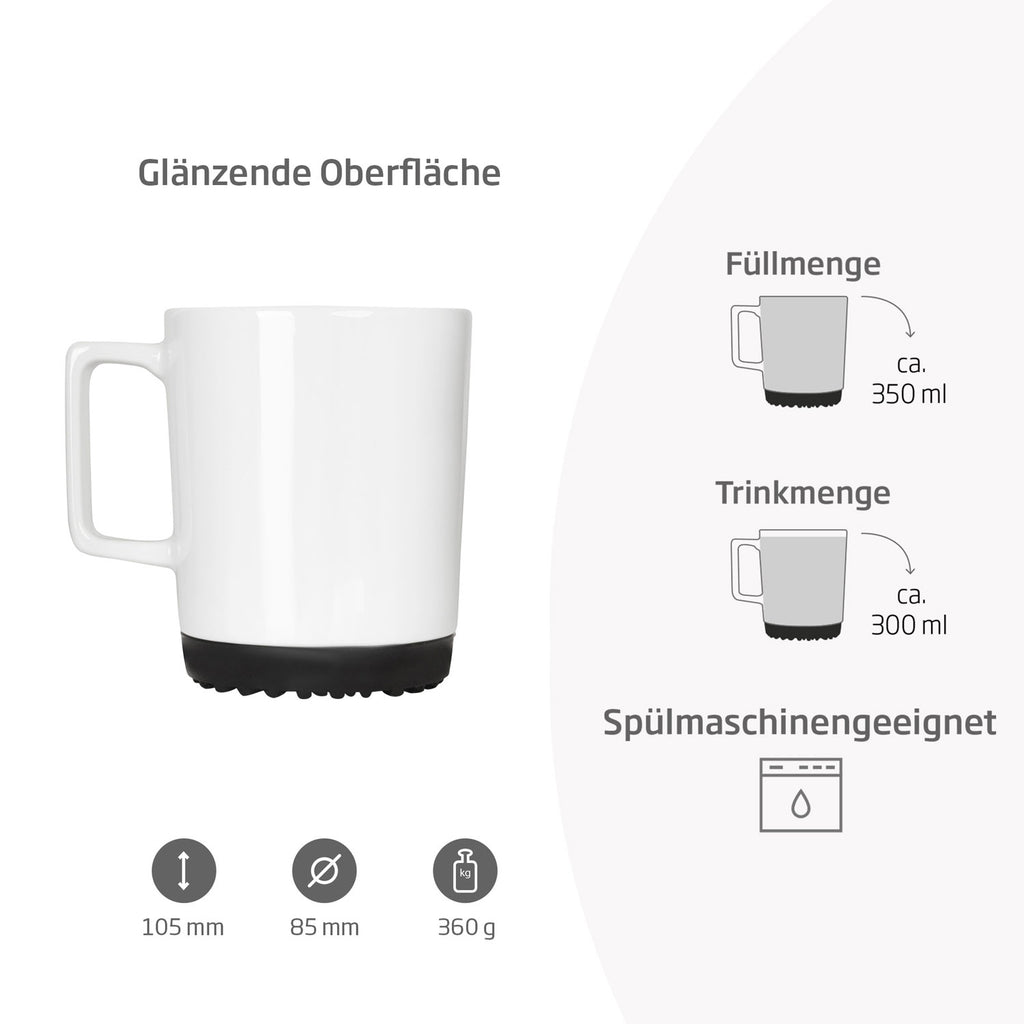 Produkteigenschaften der weißen Softpad Tasse
