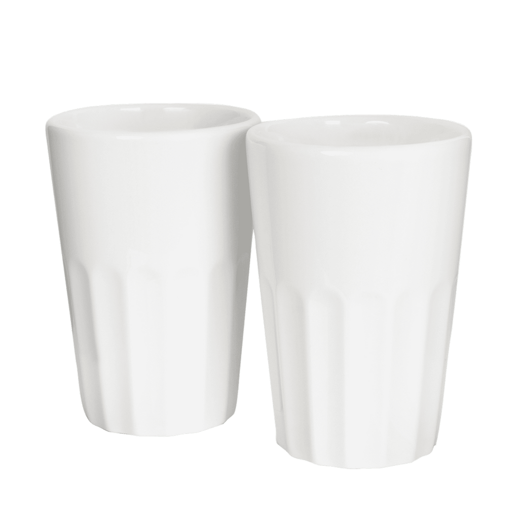 Modernes Latte Macchiato Becher-Set Porzallan - Mahlwerck Manufaktur in edlem weiss 400ml