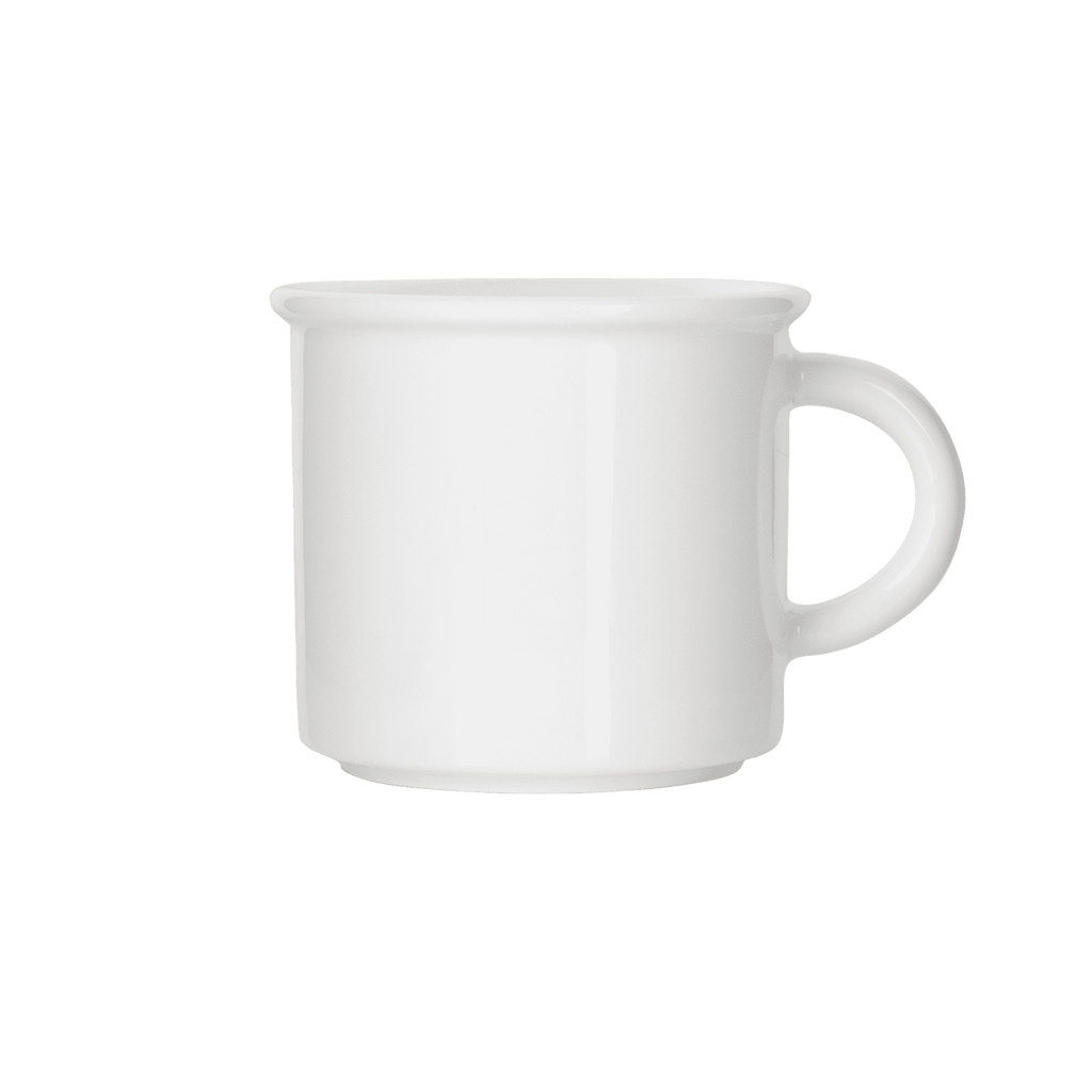 Weiße Retro Tasse aus Porzellan - Mahlwerck Shop