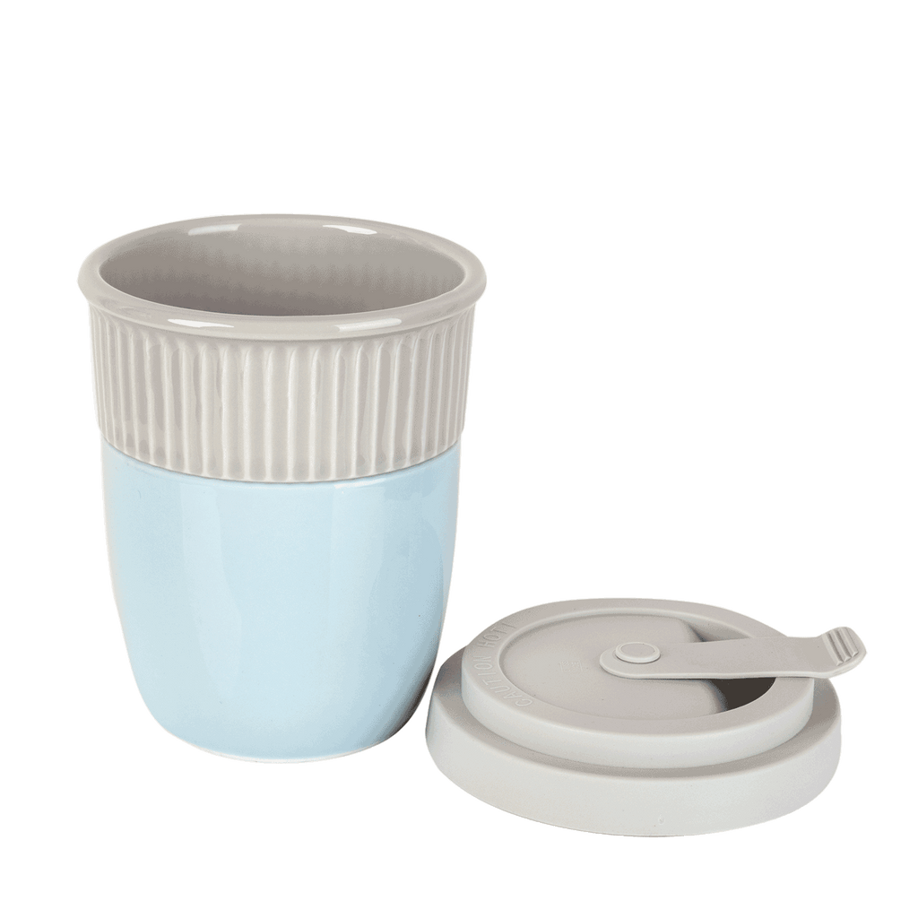 Thermo Kaffeebecher mit Deckel blau
