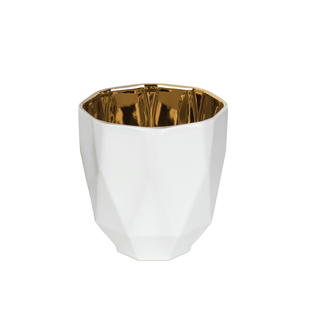elegantes porzellan-tischlicht in weiss-gold 400ml 