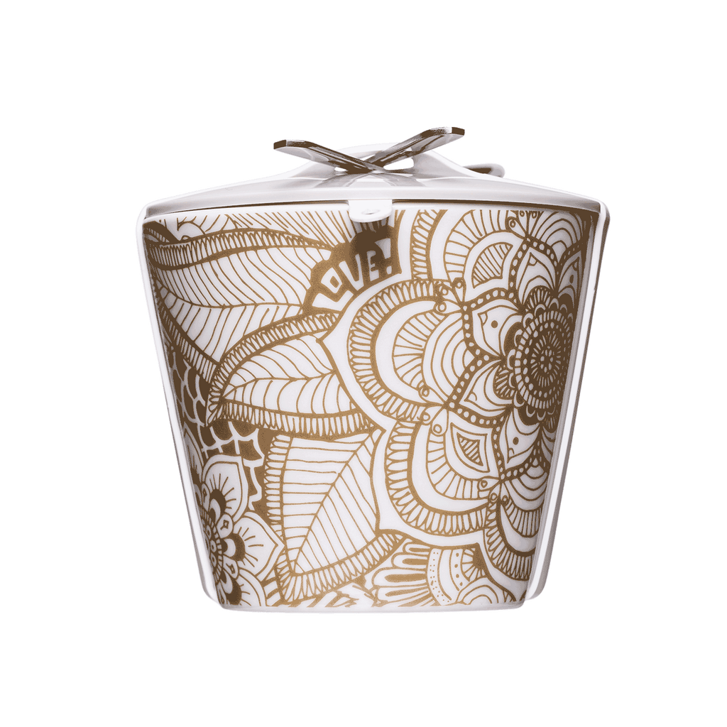 mehrweg snack-box mit boho-motiv in gold 550ml
