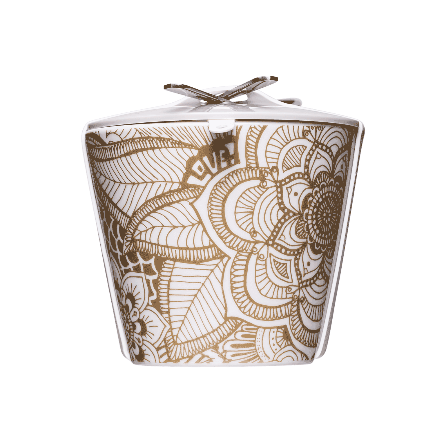mehrweg snack-box mit boho-motiv in gold 550ml