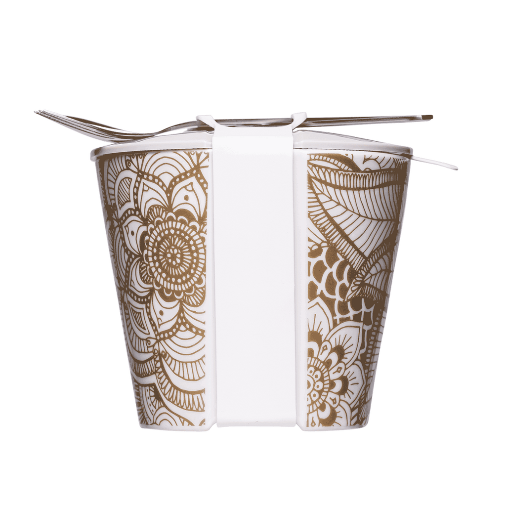 aesthetischer lunch-becher mit mandala-motiv in gold 550ml