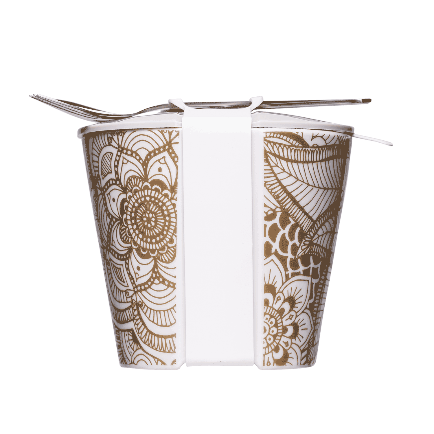 aesthetischer lunch-becher mit mandala-motiv in gold 550ml
