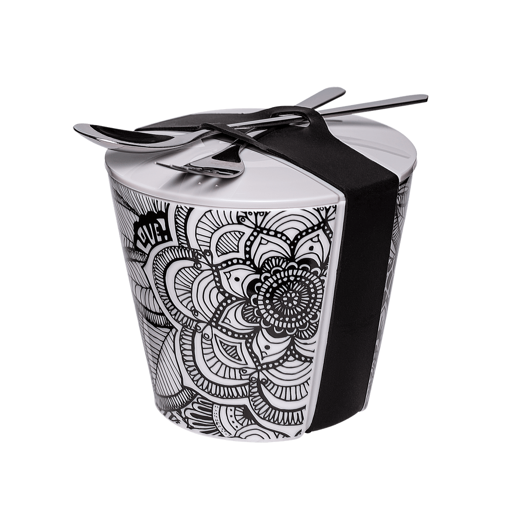 porzellan-snack-becher mit elegantem mandala design 550ml