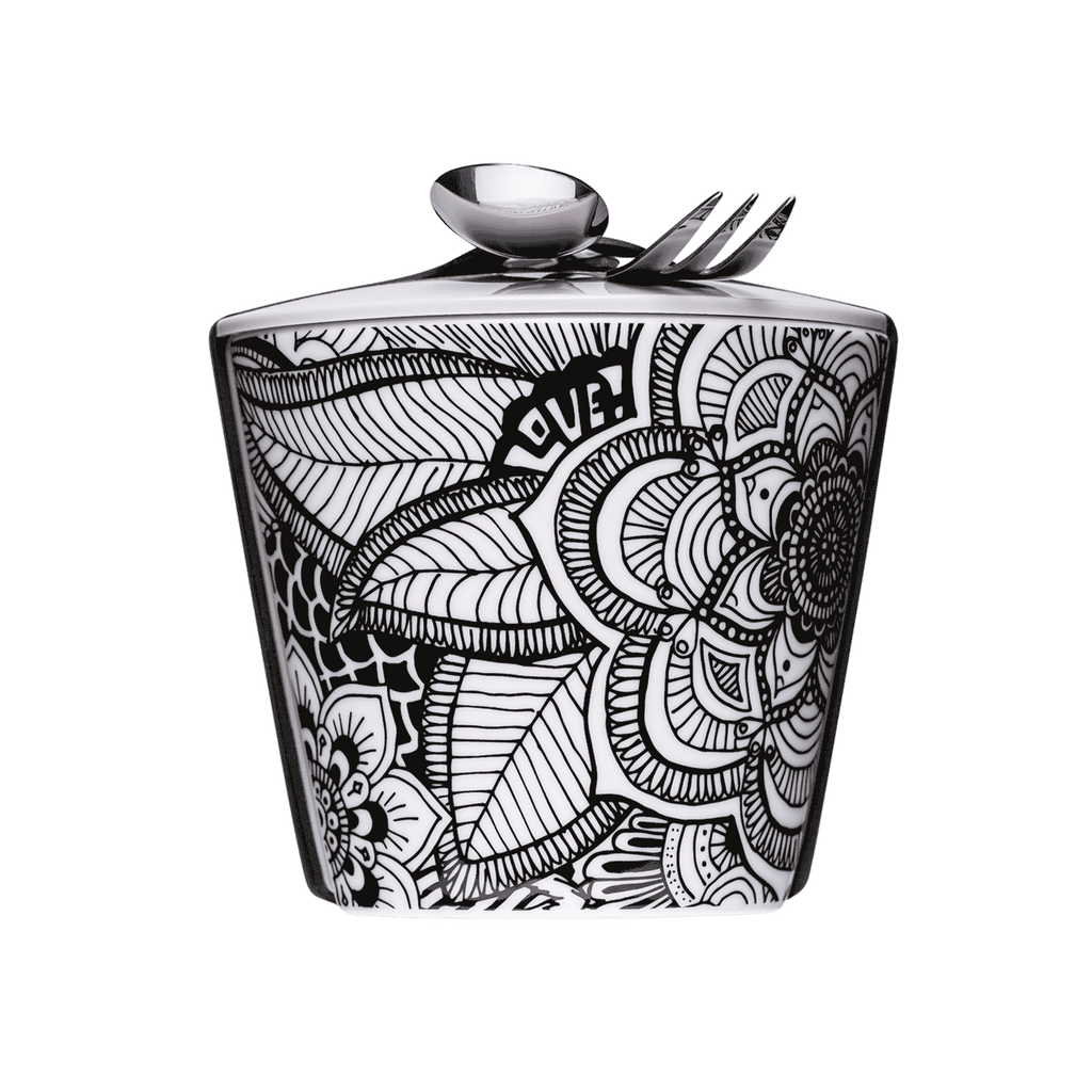 umweltfreundliche mehrweg lunch-box mit schwarzem mandala-motiv 550ml