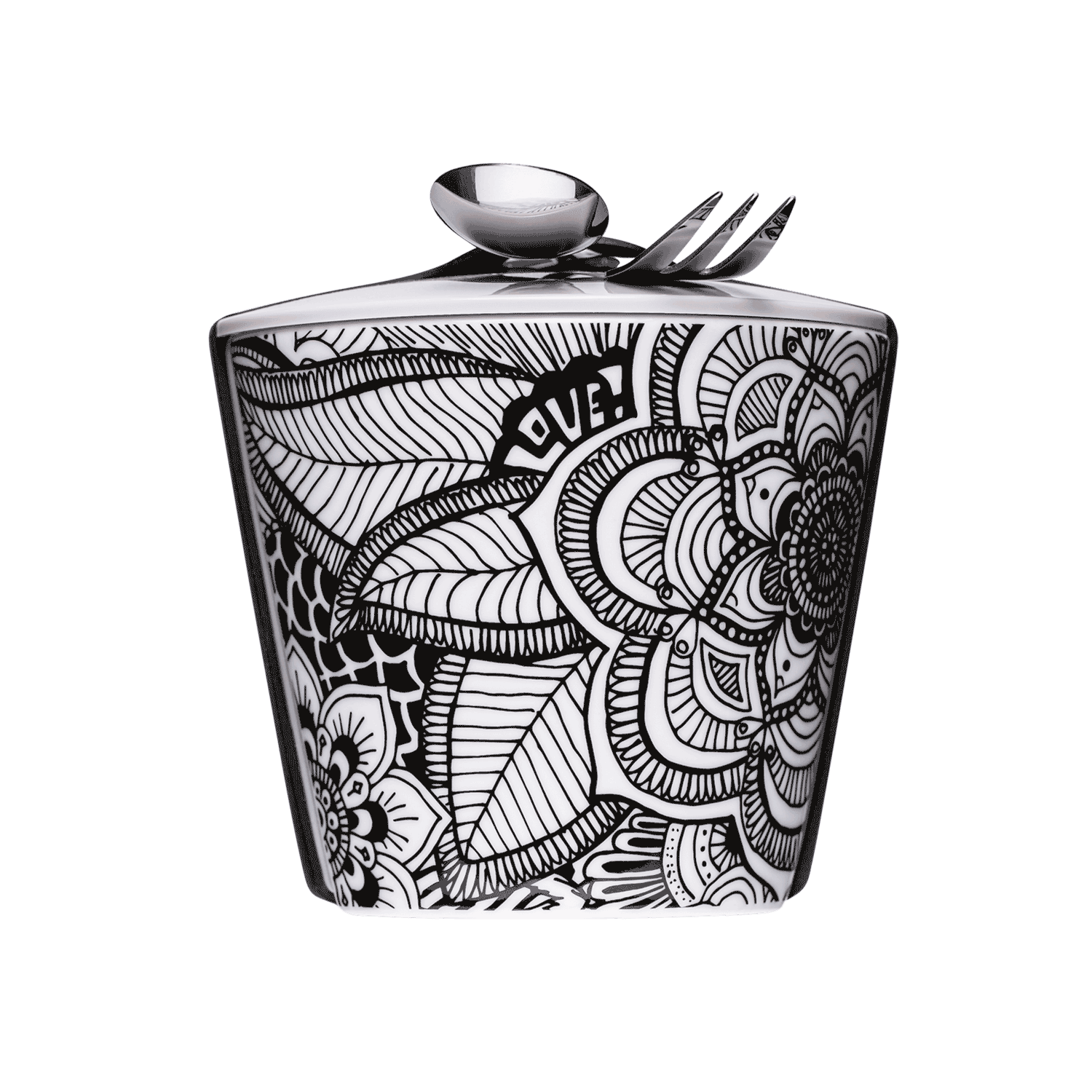 umweltfreundliche mehrweg lunch-box mit schwarzem mandala-motiv 550ml