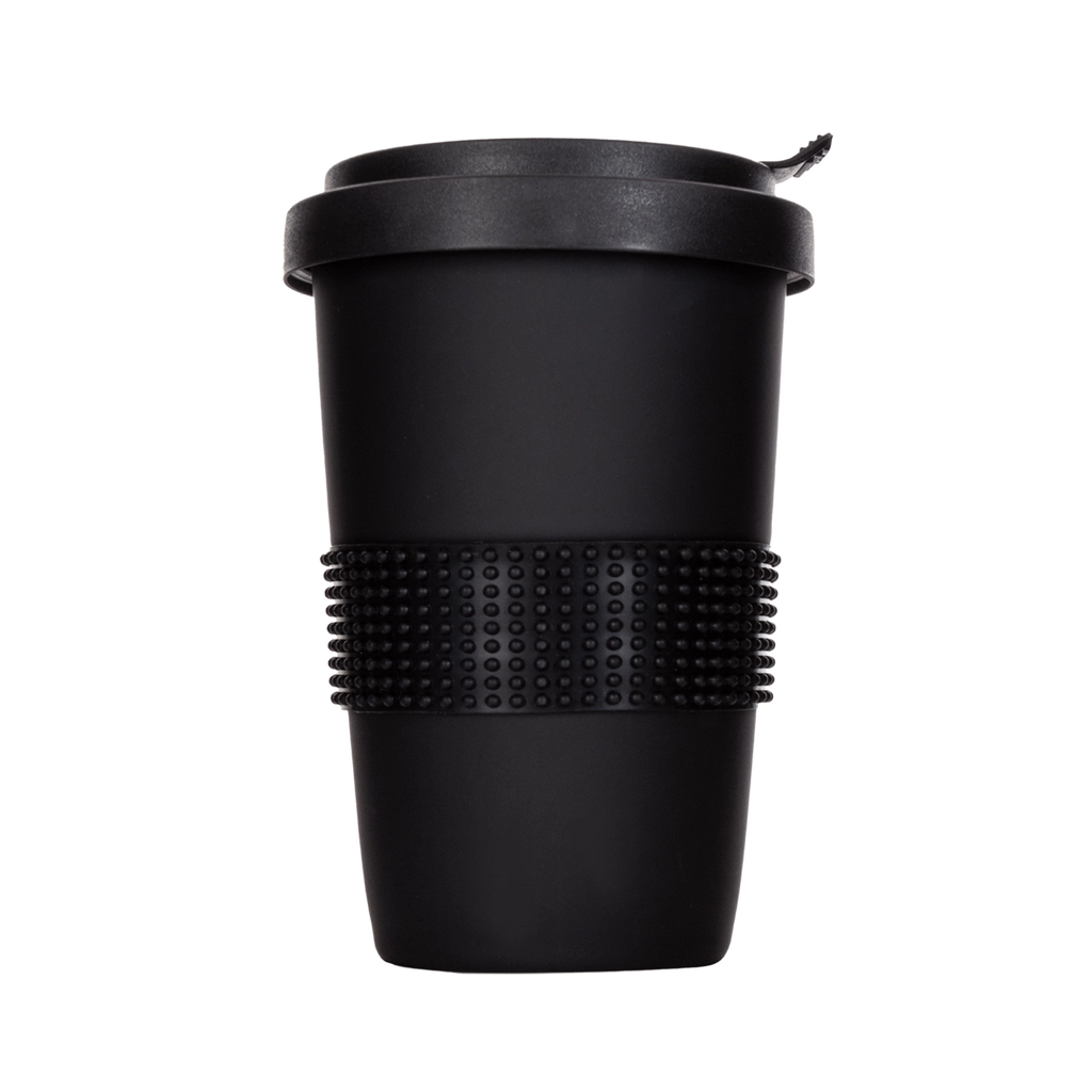 schwarzer thermo-becher mit matter oberflaeche 400ml