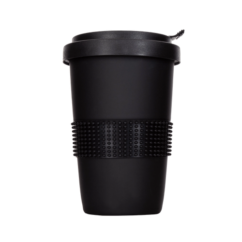 schwarzer thermo-becher mit matter oberflaeche 400ml