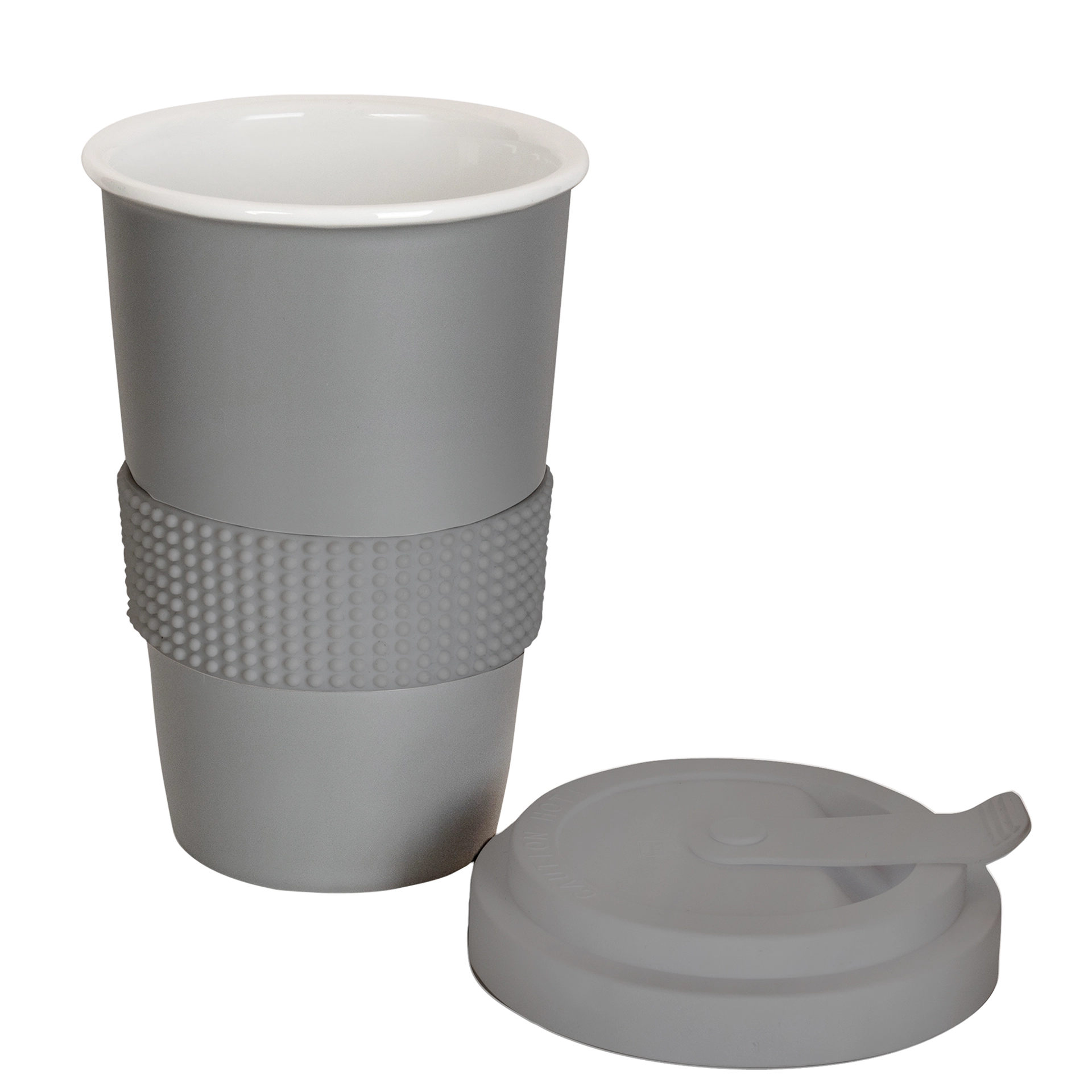 auslaufsichere tee-tasse mit trinkdeckel in grau 400ml