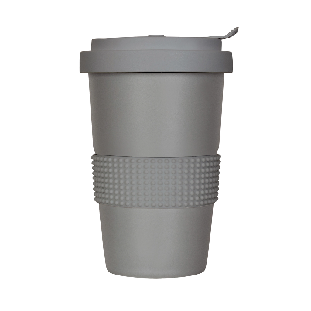 mehrweg-becher aus porzellan in dunkel-grau 400ml