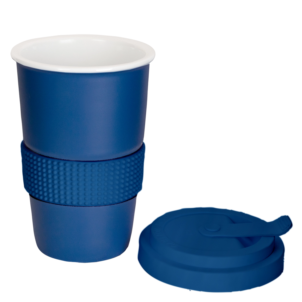grosser porzellan-becher  in dunkel-blau 400ml