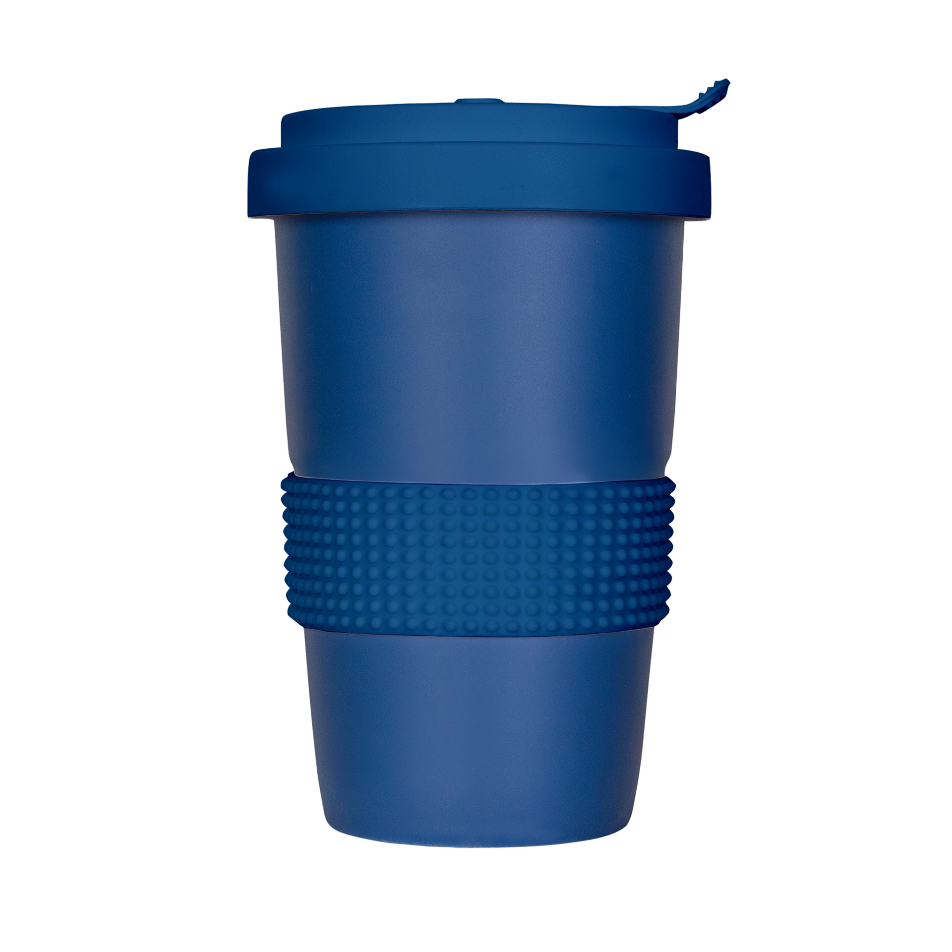 blauer isolier-becher mit blauer banderole 400ml