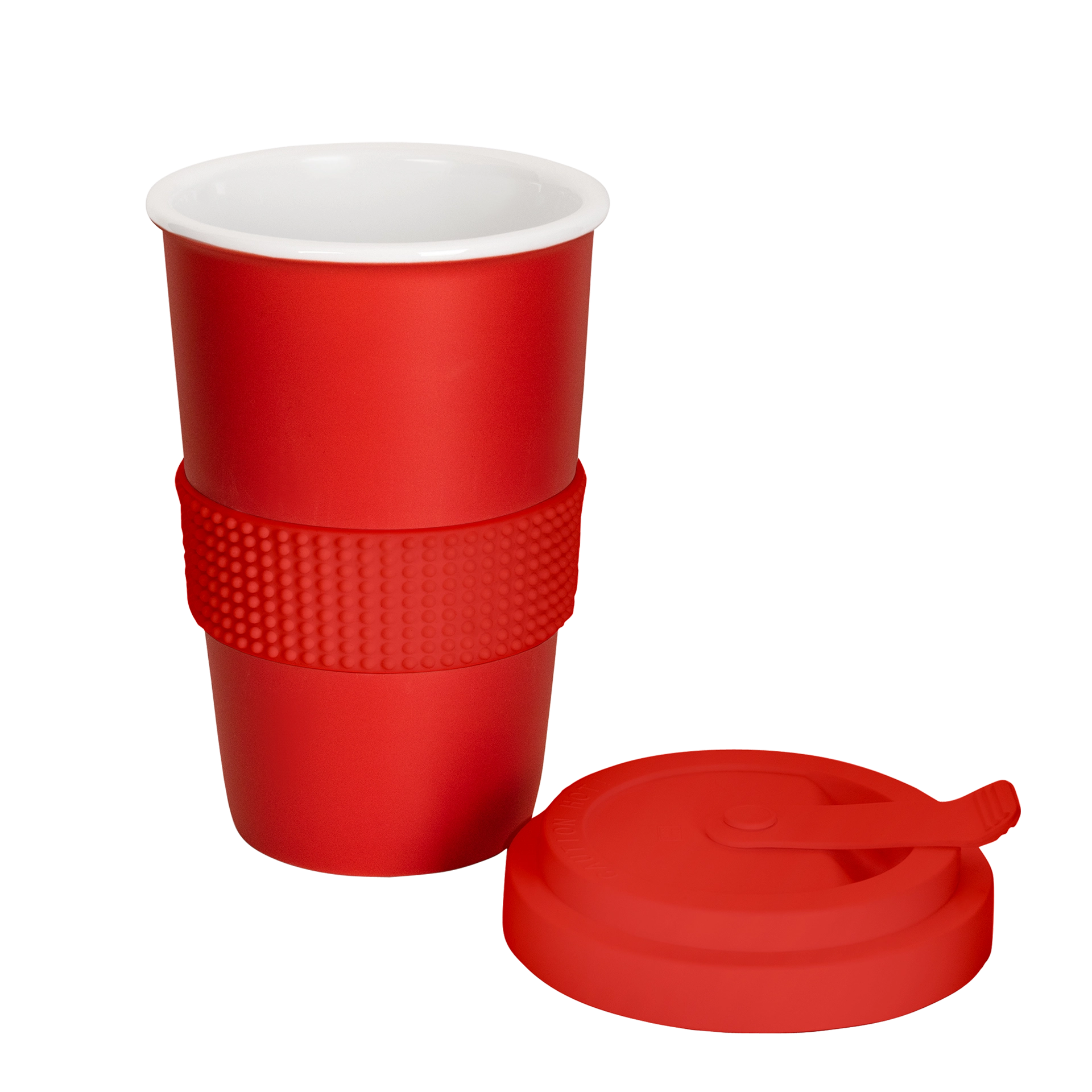 kaffee-tasse mit trinkdeckel in feuer-rot 400ml