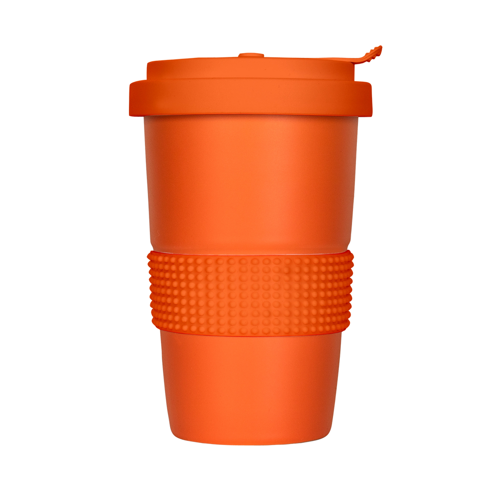 oranger isolier-becher mit deckel 400ml
