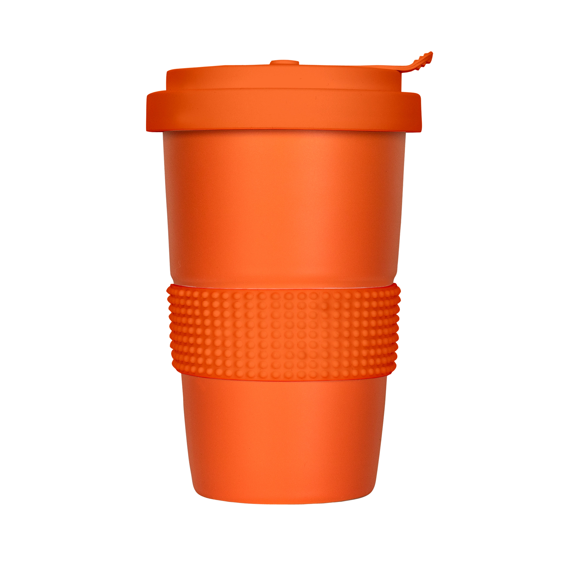 oranger isolier-becher mit deckel 400ml