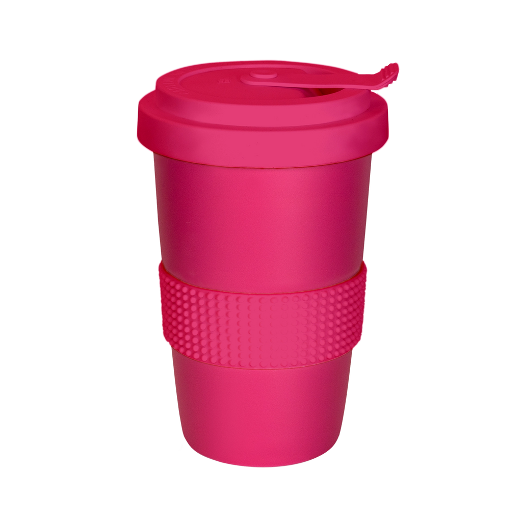 Tasse to-go in knalligem pink zum wiederverwenden 400ml