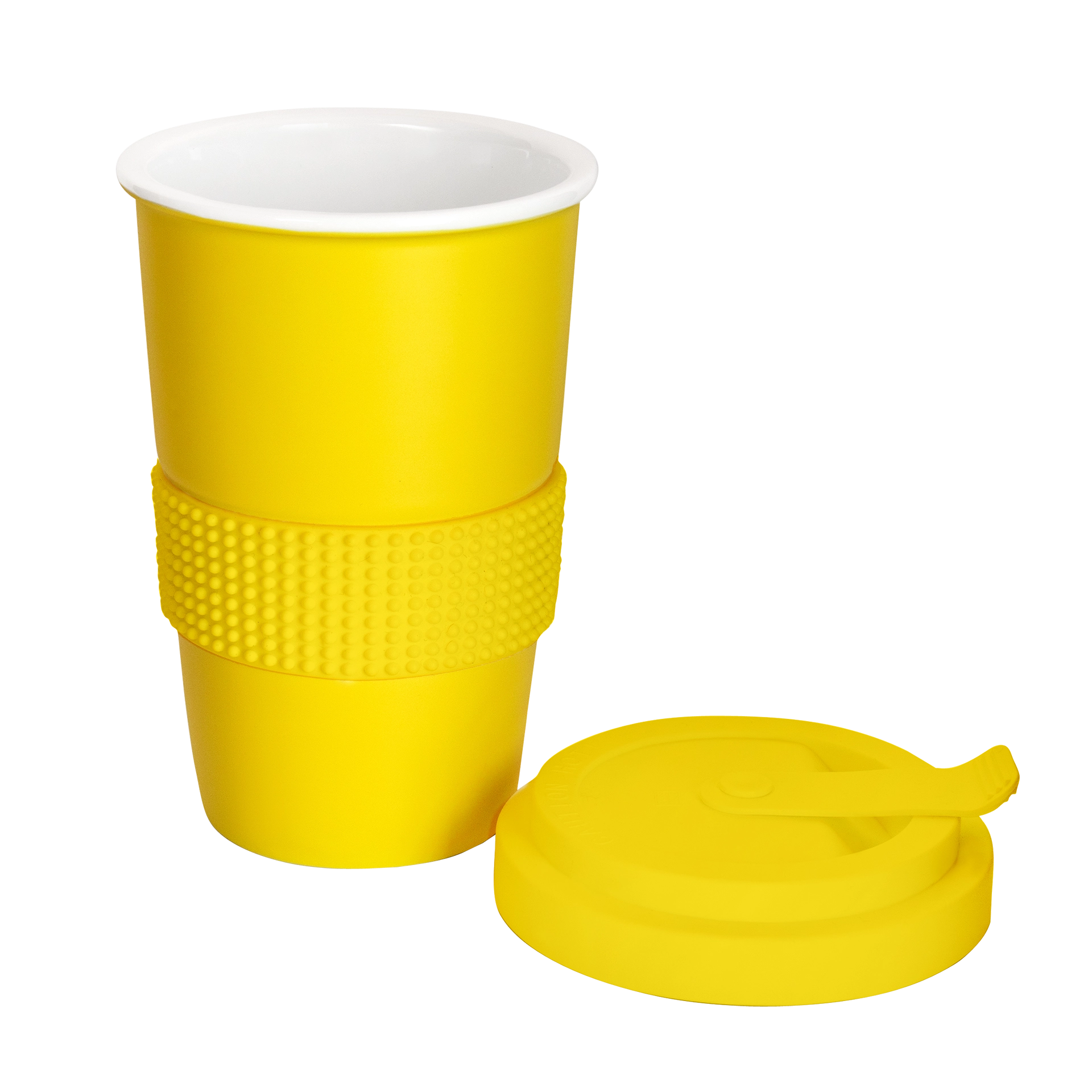 stylischer kaffee-becher in sonnen-gelb 400ml