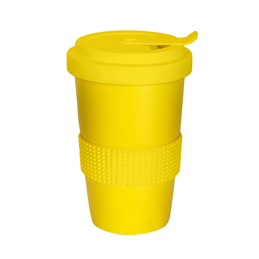 porzellan-becher to-go in knalligem gelb 400ml