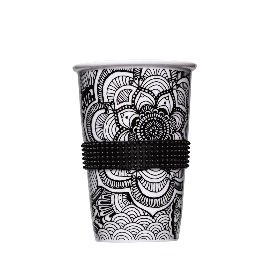 aesthetischer kaffee-becher ohne henkel im schwarz-weiss-design 400ml