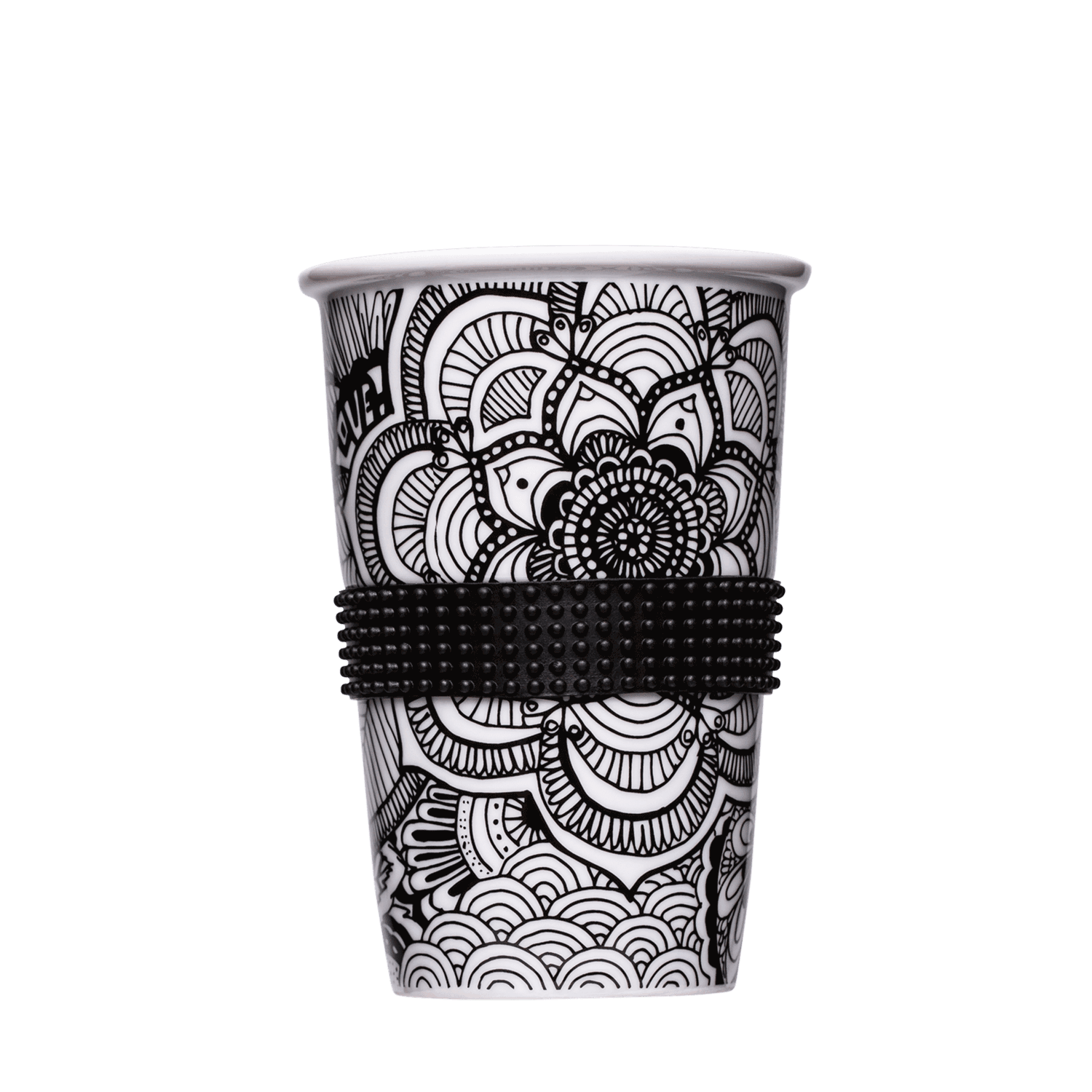 aesthetischer kaffee-becher ohne henkel im schwarz-weiss-design 400ml
