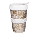 stylischer tee-becher mit boho-motiv in weiss-gold 400ml
