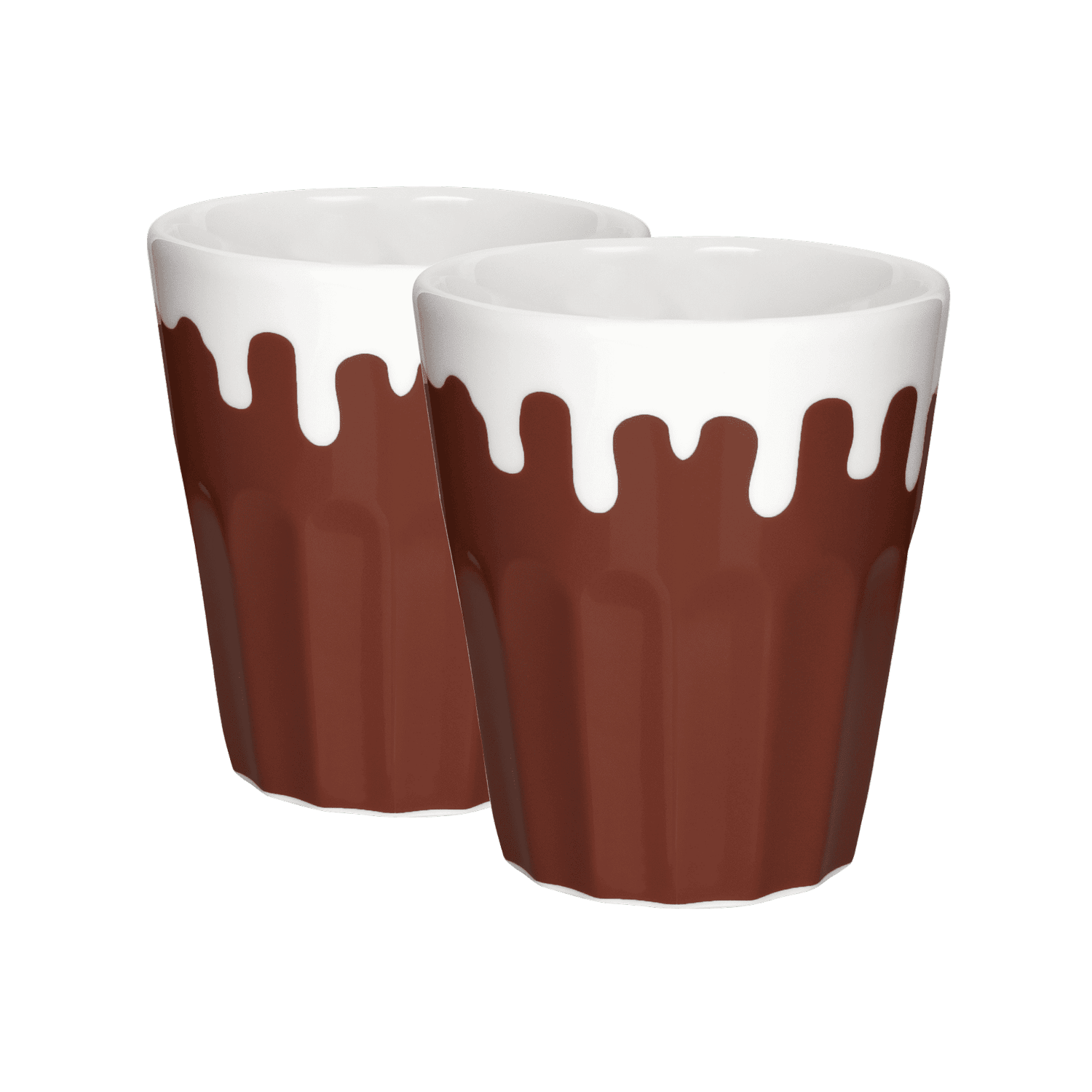 Porzellan Cappuccino Tasse 2er-Set in braun 280ml - Mahlwerck Manufaktur