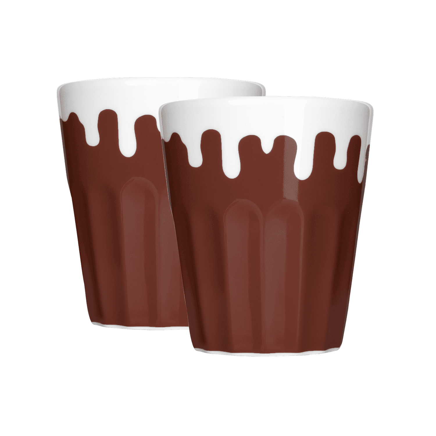 Porzellan Cappuccino Tasse ohne Henkel 2er-Set in braun 280ml - Mahlwerck Manufaktur
