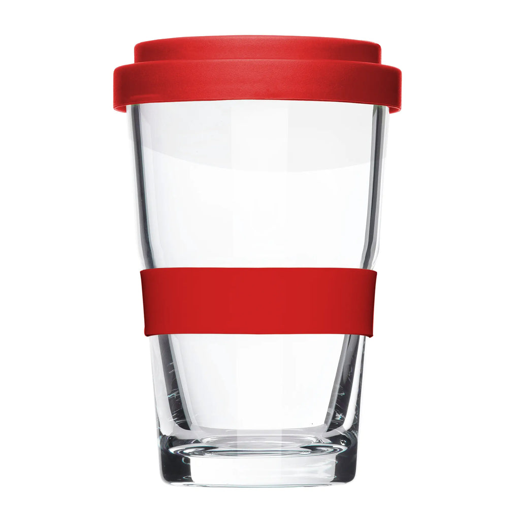 Trinkglas mit Deckel in Rot 330 ml | Mahlwerck
