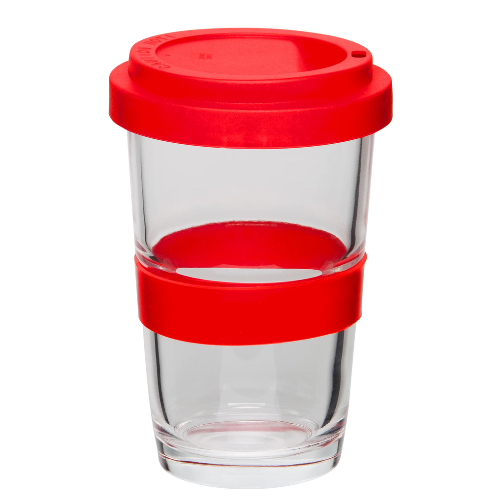 Trinkglas mit Deckel in Rot | Mahlwerck