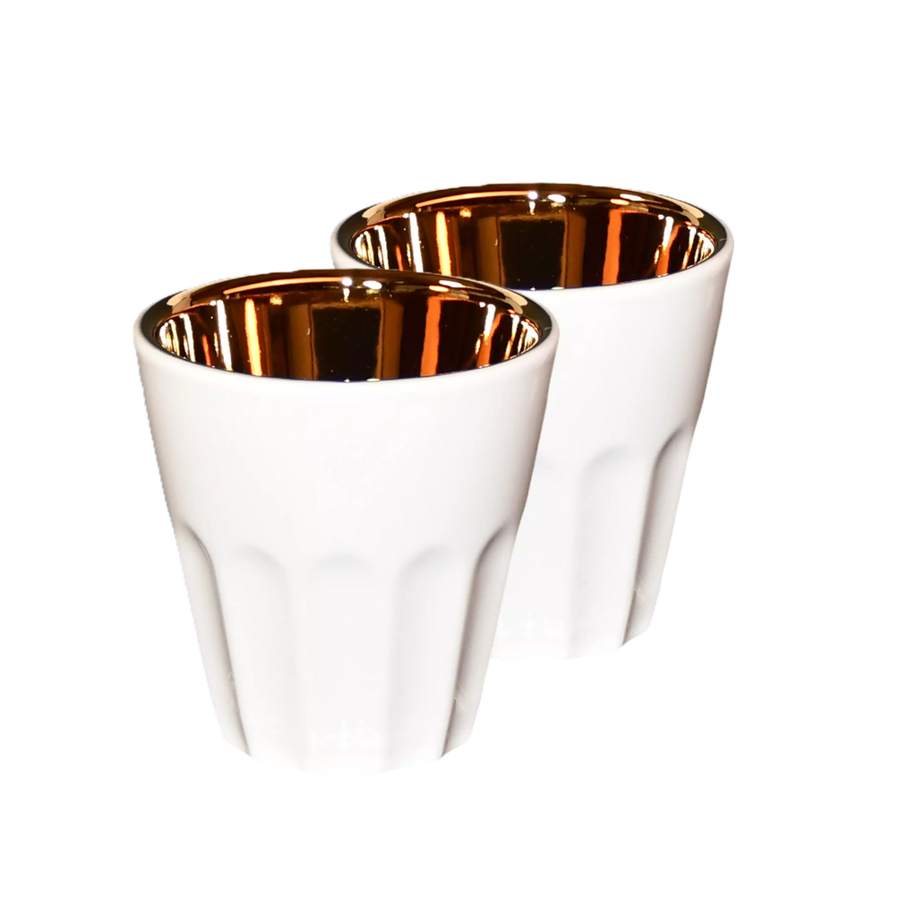 Weiße Espressobecher  mit Gold innen