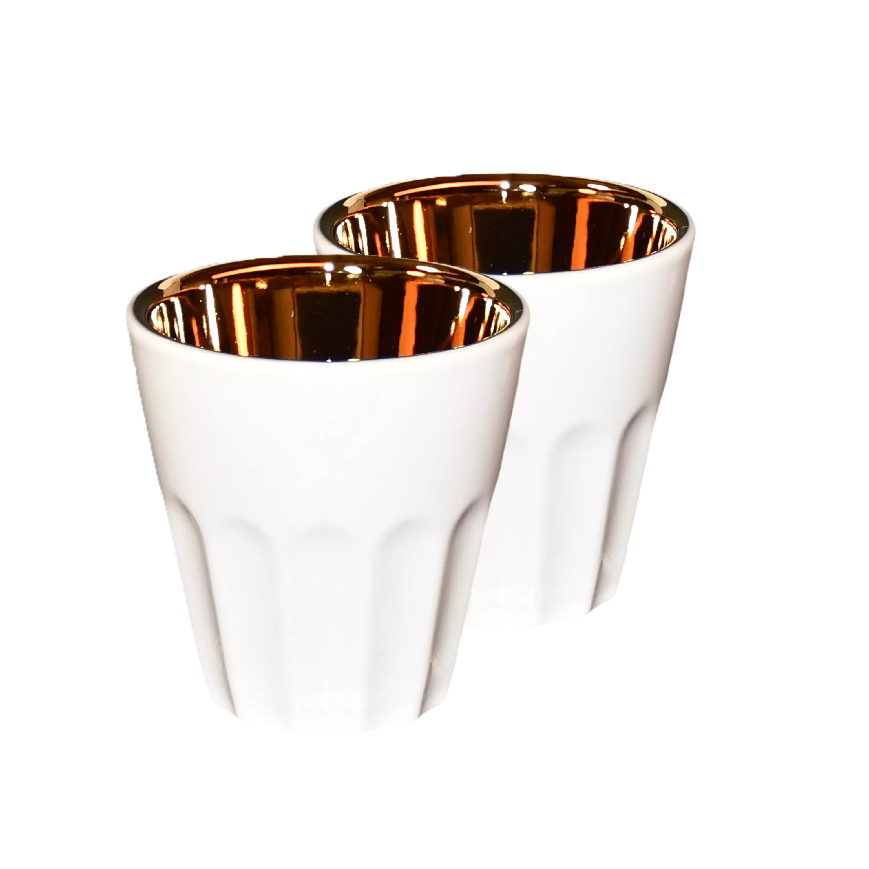 Weiße Espressobecher  mit Gold innen