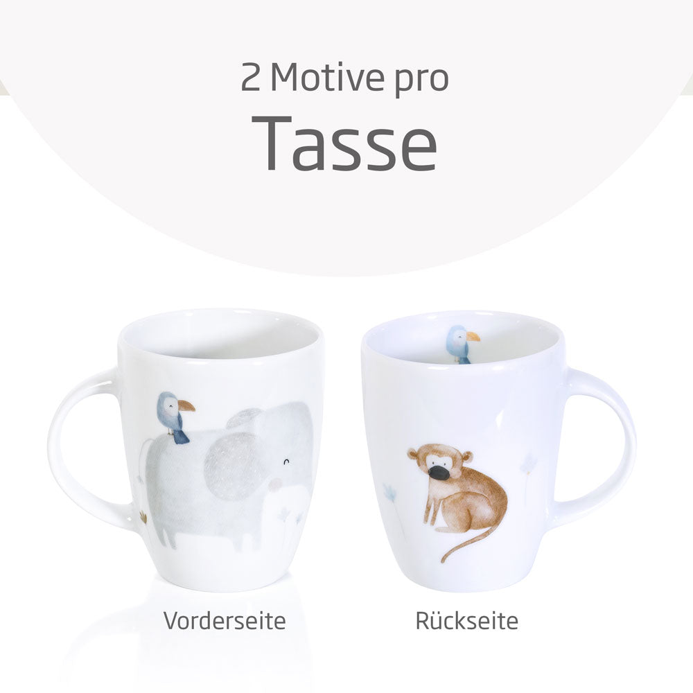 Geschirrset für Kinder Tasse Dschungelmotive
