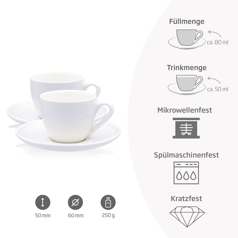 Weiße Ristretto Tassen aus Porzellan im 2er-Set